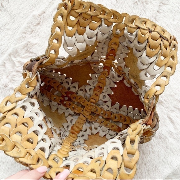 VINTAGE | 1970s Leather Chain Patchwork Shoulder Bag - Picture 9 of 12